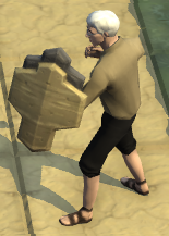 A player with a Stone Chunk Shield equipped.