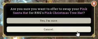 Christmas Hat Swap Confirmation