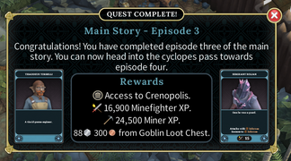 Quest completion screen for episode 3