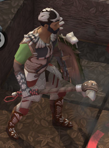 A player with a mace equipped.