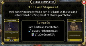 The Lost Shipment quest completion screen