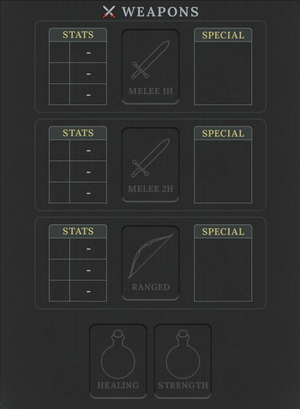 Weapons screen